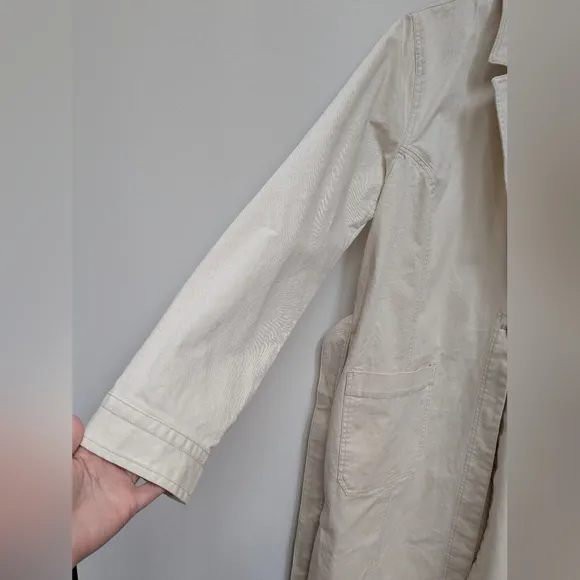 Duluth Trading Co Cream Makers Studio Canvas Tie Duster Long Jacket Size XL