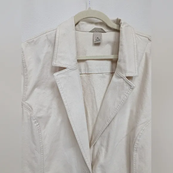Duluth Trading Co Cream Makers Studio Canvas Tie Duster Long Jacket Size XL