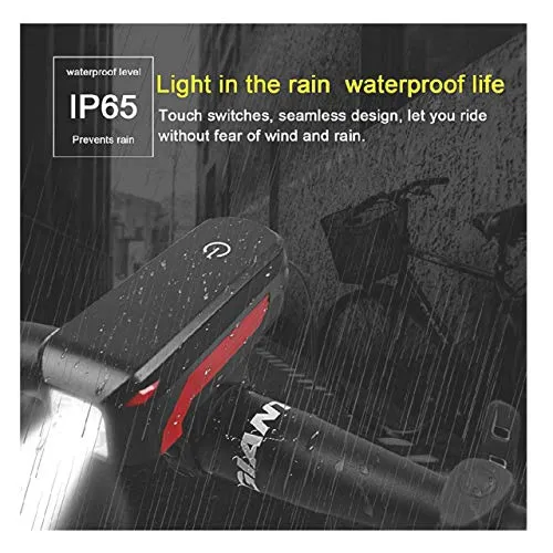 FASTPED 350LM 3 Modes Standard USB Charging 2000mAh Battery Bike Light with 120db Horn Single Item (Multicolor)