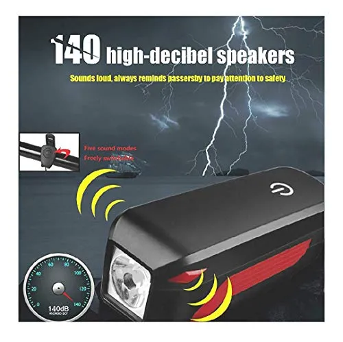 FASTPED 350LM 3 Modes Standard USB Charging 2000mAh Battery Bike Light with 120db Horn Single Item€¦