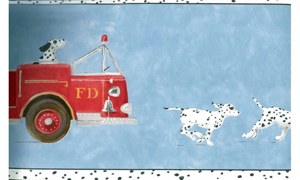 Fire Truck Dalmation Prepasted Decorative TY7666 Wallpaper Border