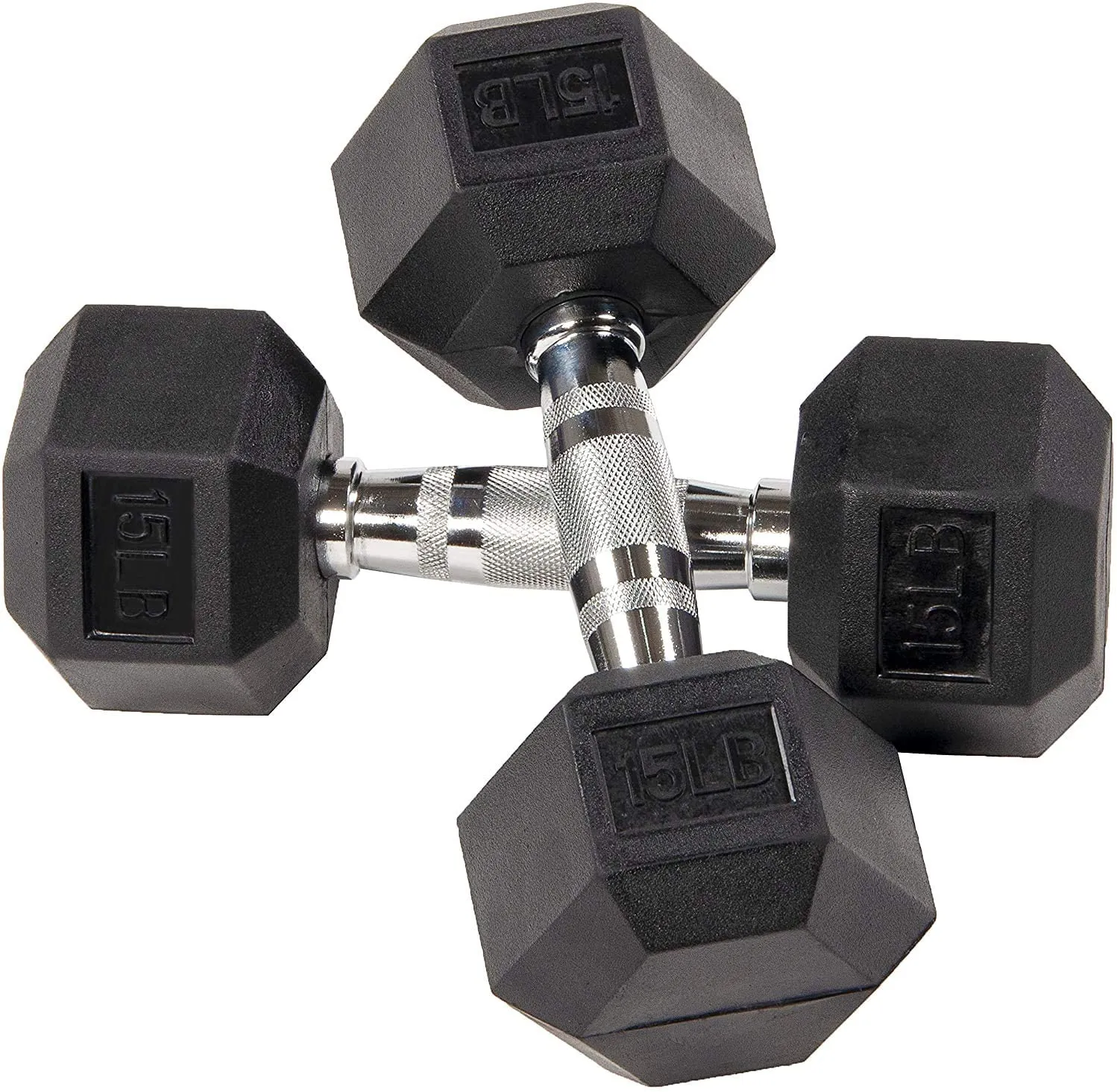 Fuxion Dumbbells 15 Lbs Rubber Encased Hex Pair | Hand Weights | All-Purpose, Home, Gym, Office, Exercise, Work (30LB Total), Set of 2 Each 15 pounds / 6.8 Kg
