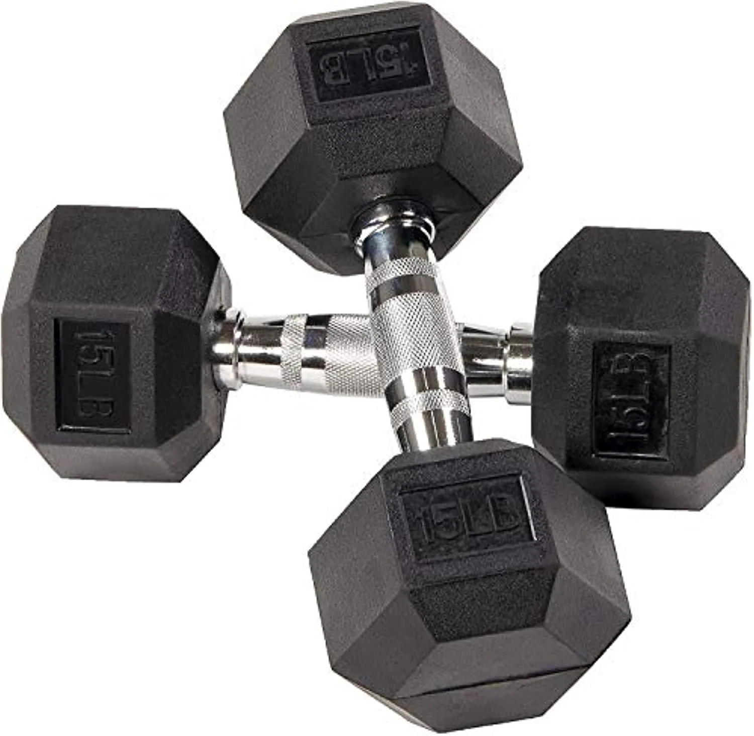 Fuxion Dumbbells 15 Lbs Rubber Encased Hex Pair | Hand Weights | All-Purpose, Home, Gym, Office, Exercise, Work (30LB Total), Set of 2 Each 15 pounds / 6.8 Kg