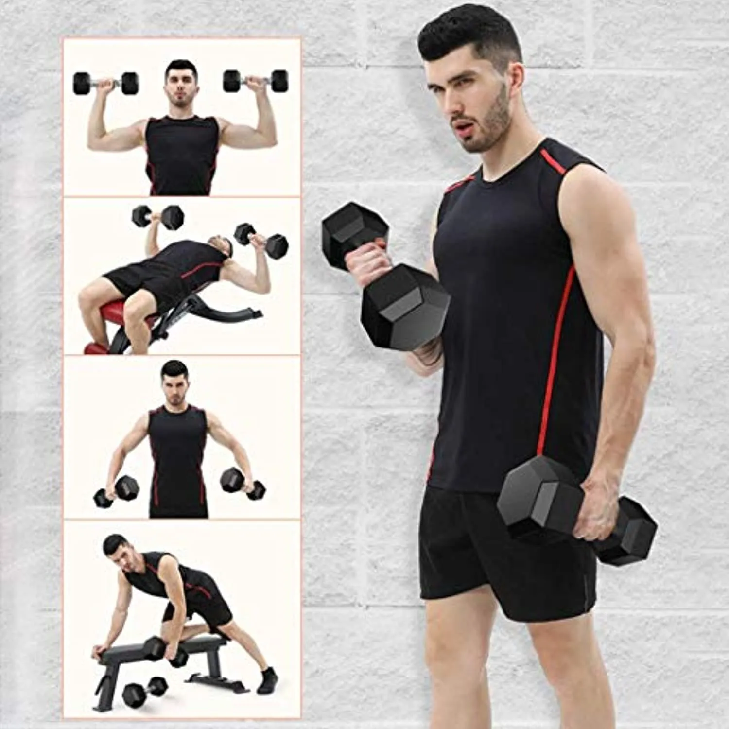 Fuxion Dumbbells 15 Lbs Rubber Encased Hex Pair | Hand Weights | All-Purpose, Home, Gym, Office, Exercise, Work (30LB Total), Set of 2 Each 15 pounds / 6.8 Kg