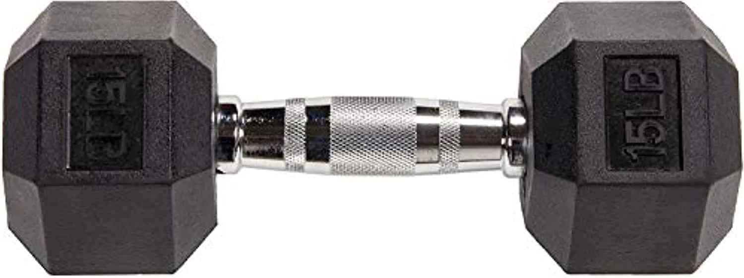 Fuxion Dumbbells 15 Lbs Rubber Encased Hex Pair | Hand Weights | All-Purpose, Home, Gym, Office, Exercise, Work (30LB Total), Set of 2 Each 15 pounds / 6.8 Kg