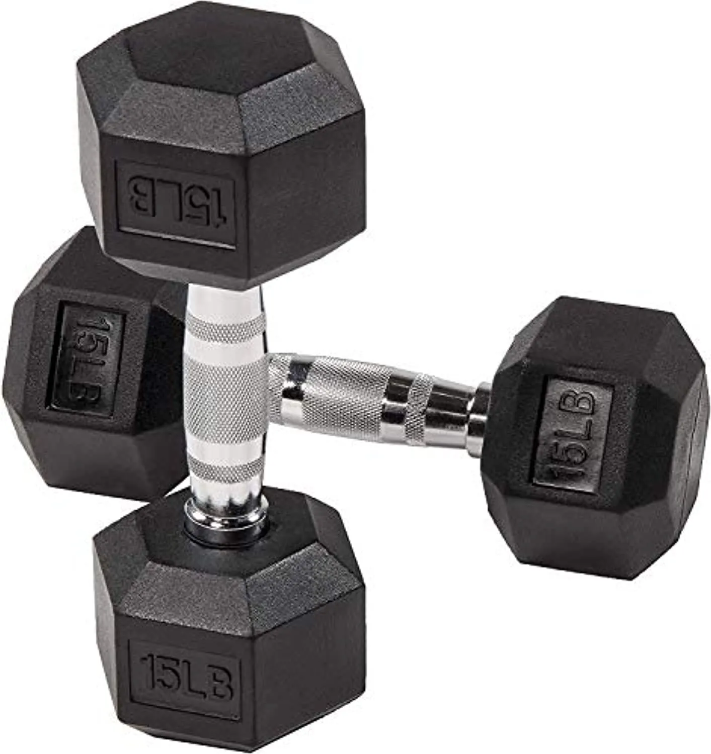 Fuxion Dumbbells 15 Lbs Rubber Encased Hex Pair | Hand Weights | All-Purpose, Home, Gym, Office, Exercise, Work (30LB Total), Set of 2 Each 15 pounds / 6.8 Kg