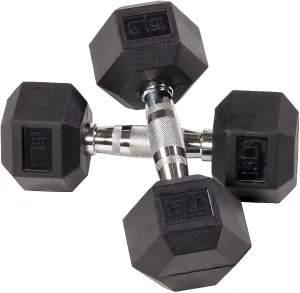 Fuxion Dumbbells 15 Lbs Rubber Encased Hex Pair | Hand Weights | All-Purpose, Home, Gym, Office, Exercise, Work (30LB Total), Set of 2 Each 15 pounds / 6.8 Kg