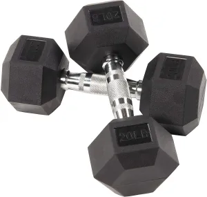 Fuxion Dumbbells 25 Lbs Rubber Encased Hex Pair | Hand Weights | All-Purpose, Home, Gym, Office, Exercise, Work (50 Total), Set of 2 Each 25 pounds / 11.3 Kg
