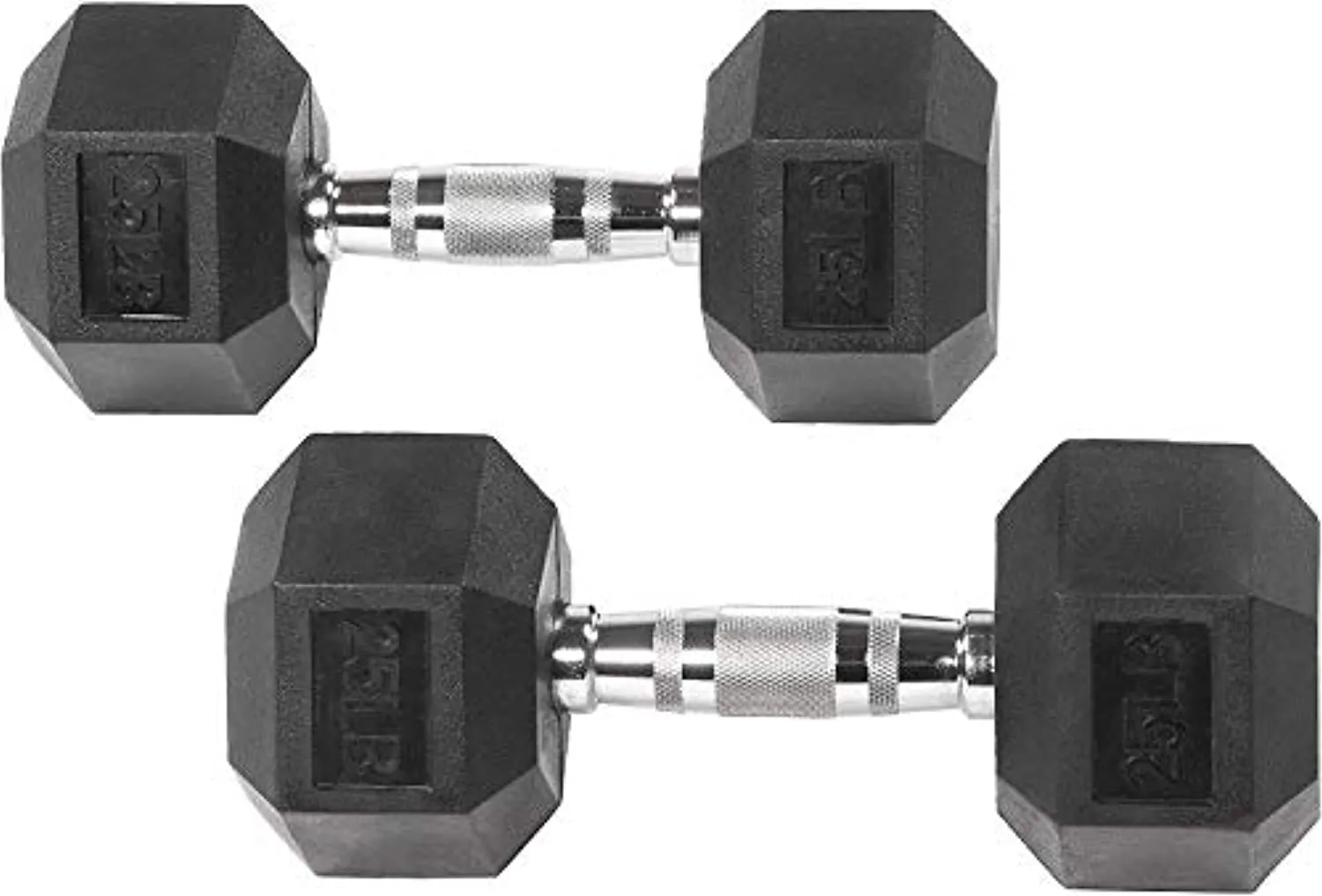 Fuxion Dumbbells 25 Lbs Rubber Encased Hex Pair | Hand Weights | All-Purpose, Home, Gym, Office, Exercise, Work (50 Total), Set of 2 Each 25 pounds / 11.3 Kg