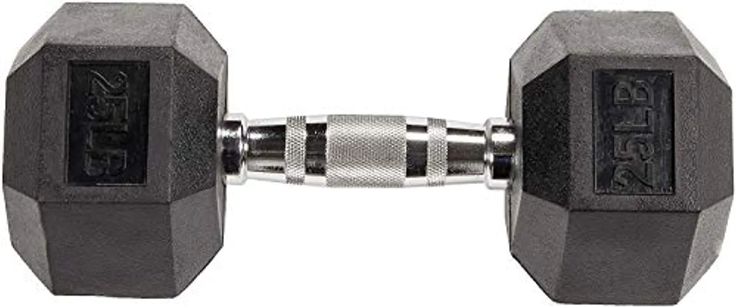 Fuxion Dumbbells 25 Lbs Rubber Encased Hex Pair | Hand Weights | All-Purpose, Home, Gym, Office, Exercise, Work (50 Total), Set of 2 Each 25 pounds / 11.3 Kg