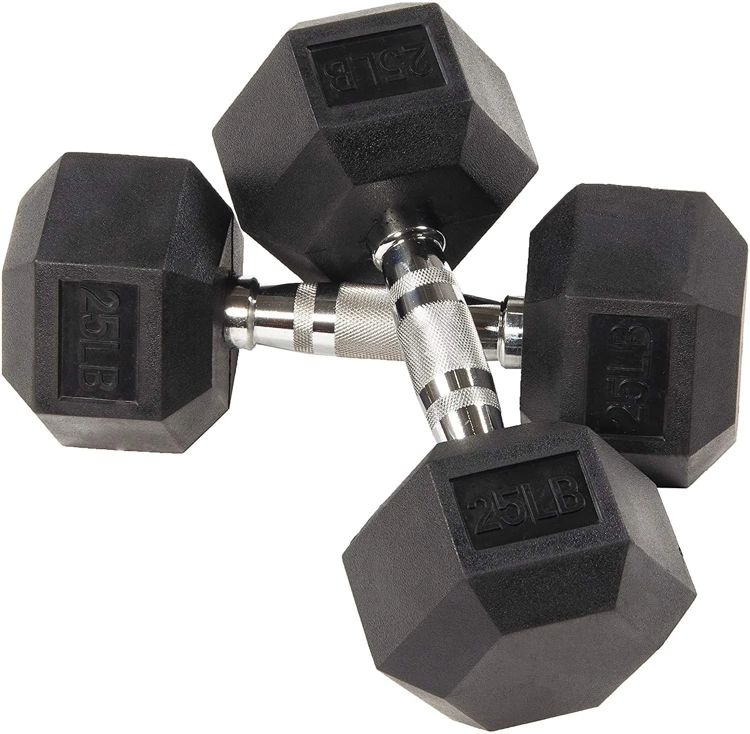 Fuxion Dumbbells 25 Lbs Rubber Encased Hex Pair | Hand Weights | All-Purpose, Home, Gym, Office, Exercise, Work (50 Total), Set of 2 Each 25 pounds / 11.3 Kg