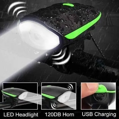 Gadget Deals 2-in-1 Rechargeable - Cycle Lights (3 Modes) Cycle Light and Horn/Cycle Lights Rechargeable Waterproof (140 dB) Cycle Light with Horn LED Front Light