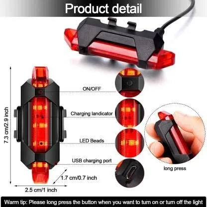 Gadget Deals Combo of Rechargeable Head Cycle Light and Cycle Tail Light Cycle Light led for Bicycle