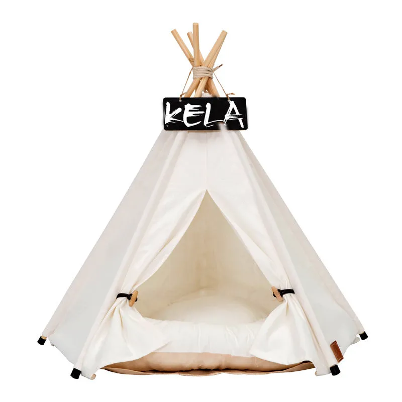 Game House Foldable White Dog Cat Tent with Sleeping Mat for Indoor Outdoor Pet Travel Supplies