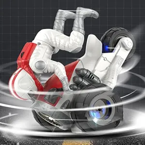 HALO NATION ® Stunt Motorcycle Bike Toy Car with Light Effects Rotating Super Trick 360° Spinning Action Drift Racing Motorcycles RC Stunt Car for Toddler Kids Infants , Red