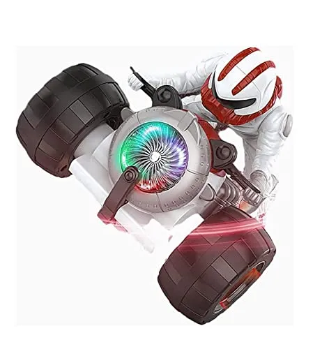 HALO NATION ® Stunt Motorcycle Bike Toy Car with Light Effects Rotating Super Trick 360° Spinning Action Drift Racing Motorcycles RC Stunt Car for Toddler Kids Infants , Red
