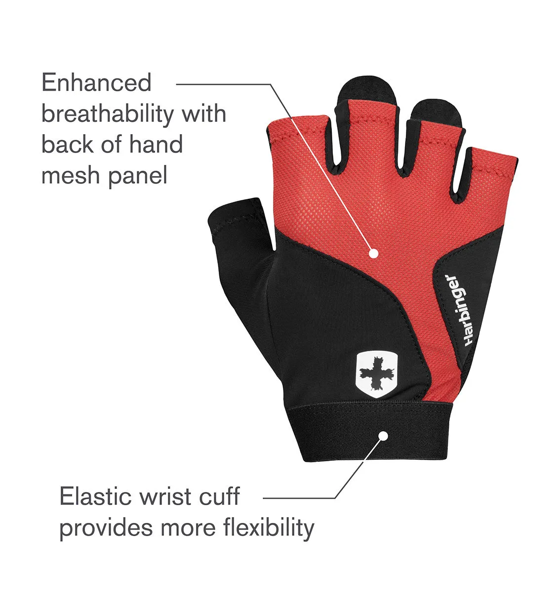 Harbinger FlexFit Weight Lifting Gloves - Black/Red