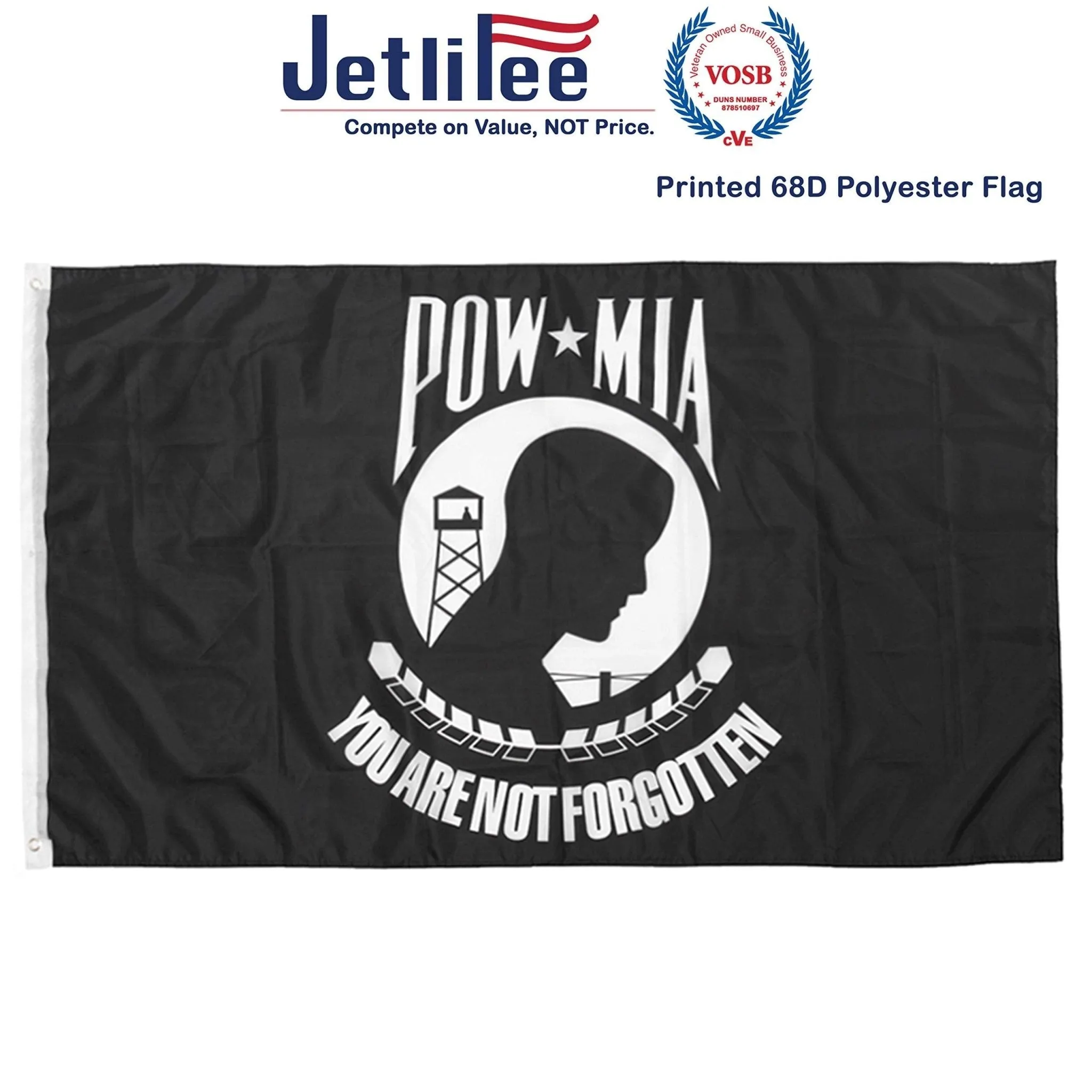 Jetlifee 3x5 FT Printed POW MIA Flag You are Not Forgotten