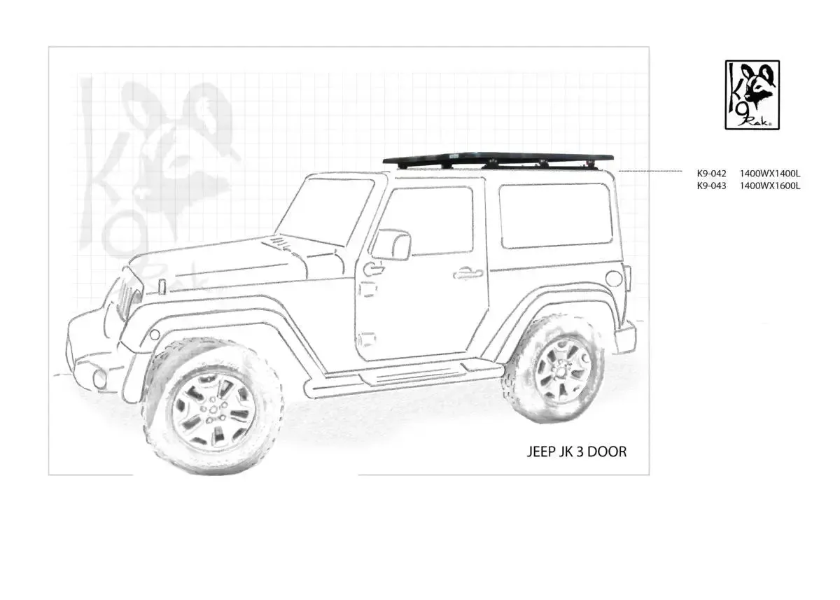 JK 5 Door K9 Roof Racks Expedition Quality