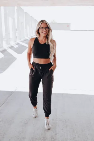 Jog It Out Solid Joggers - Black