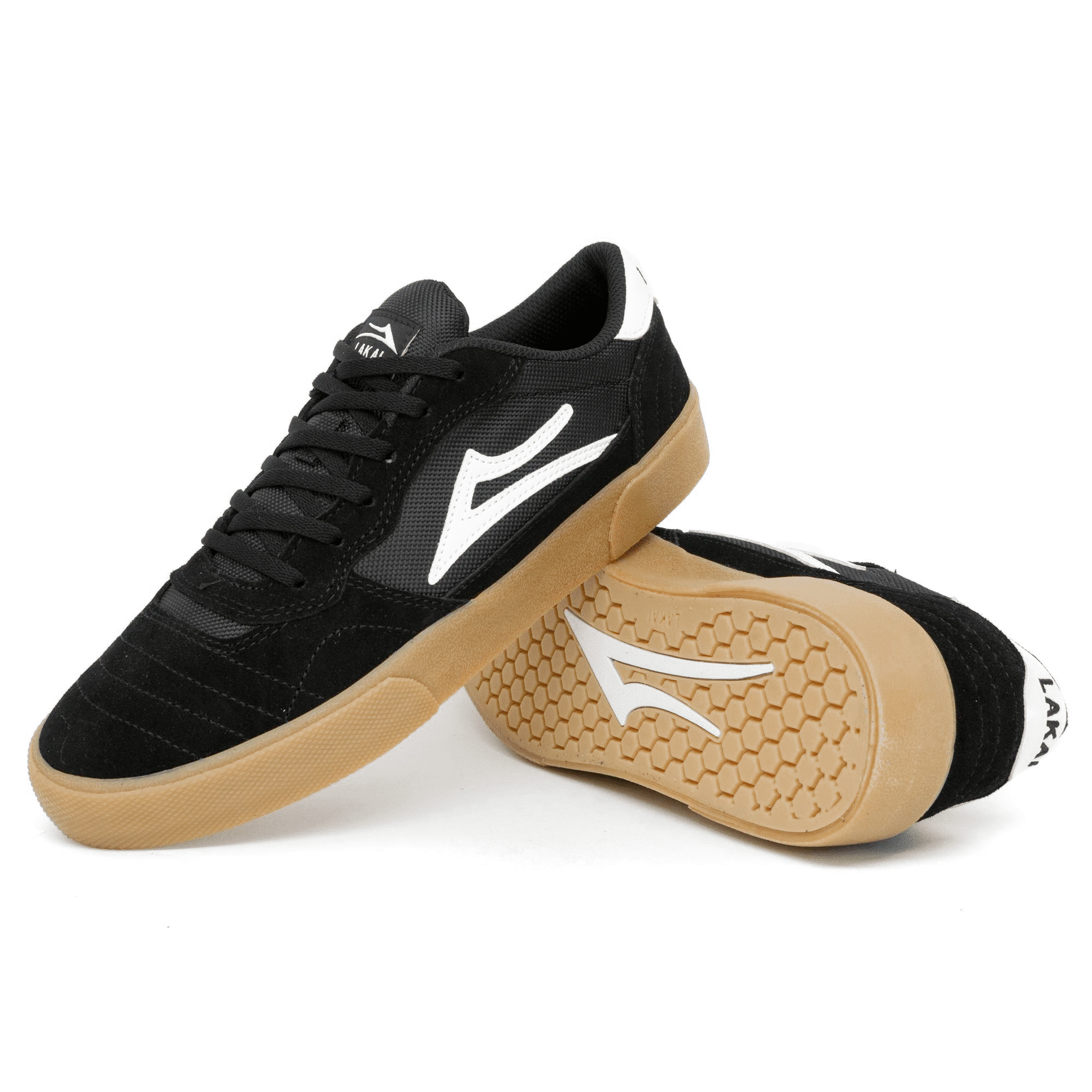 LAKAI SKATE SHOES: CAMBRIDGE. Black/Gum Suede. Sizes 7,8,9