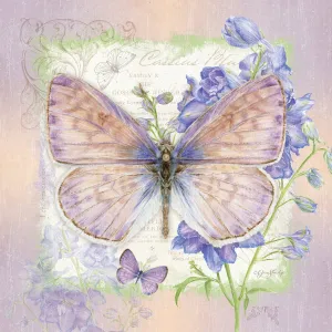 Lavender Butterfly and Delphinium Outdoor Wall Canvas, 24"x24",6oc10002