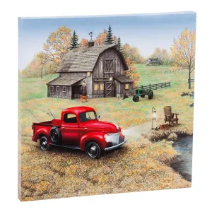 LED Canvas Wall Décor, Red Farm Truck,6ltc6444