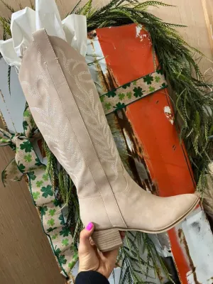 Light Taupe Stitched Boots