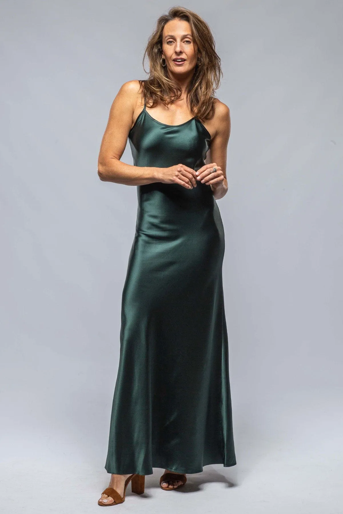 Liquid Silk Dress In Forest