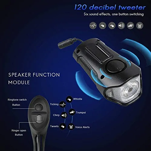 Lista USB Rechargeable LED Bicycle Front Light, Bike Speedometer Odometer, Bicycle Horn Loud, 3 in 1 Bike Headlight with LCD Display Mountain Bike Cycling Accessories