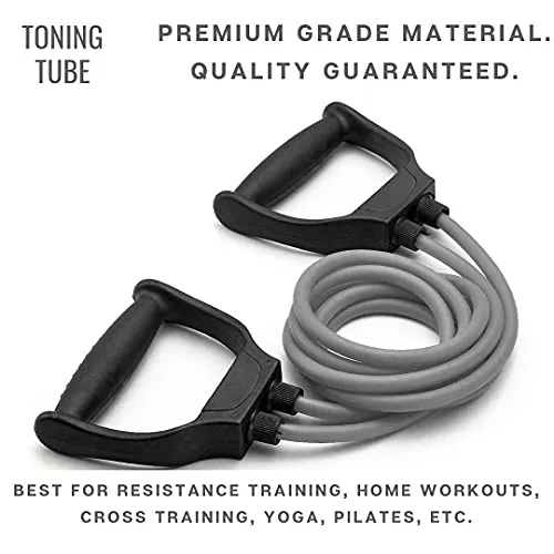LIVOX Double Toning Resistance Tube, Push up Bar and Double Wheel Ab Roller with Skipping Rope
