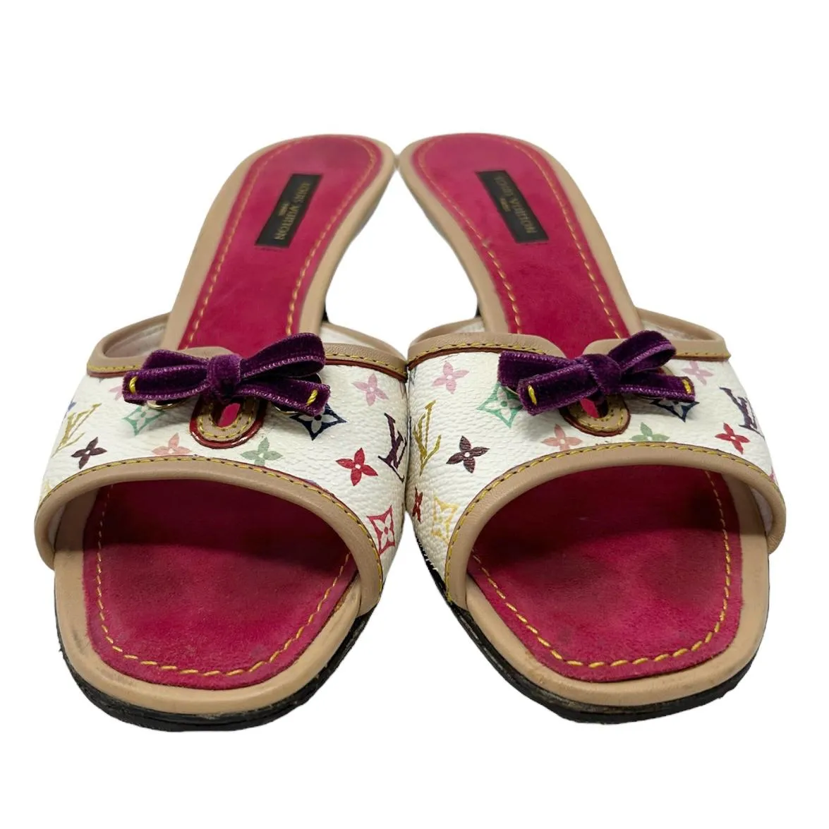 Louis Vuitton White Multicolor Kitten Heels