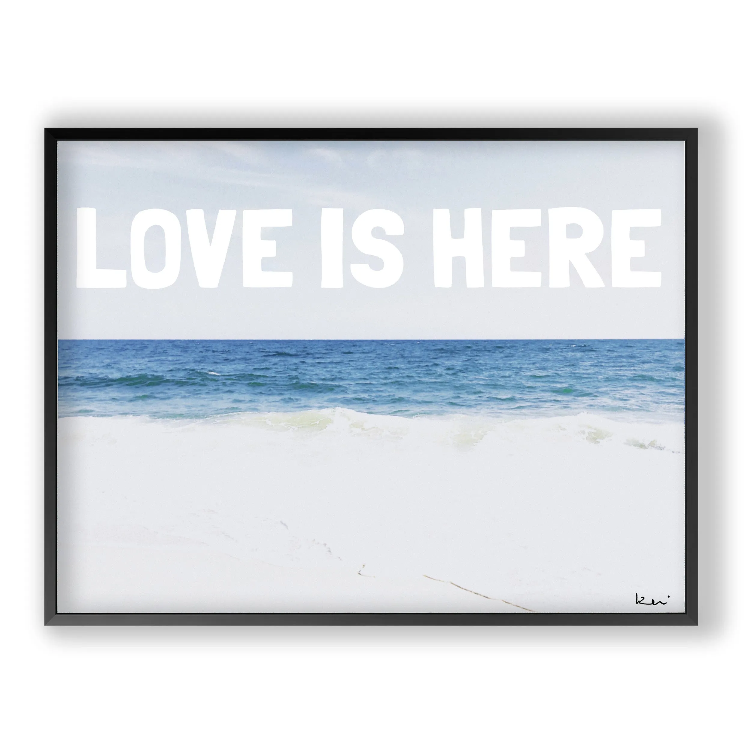 Love Is Here Beach - White Horizontal Art Print
