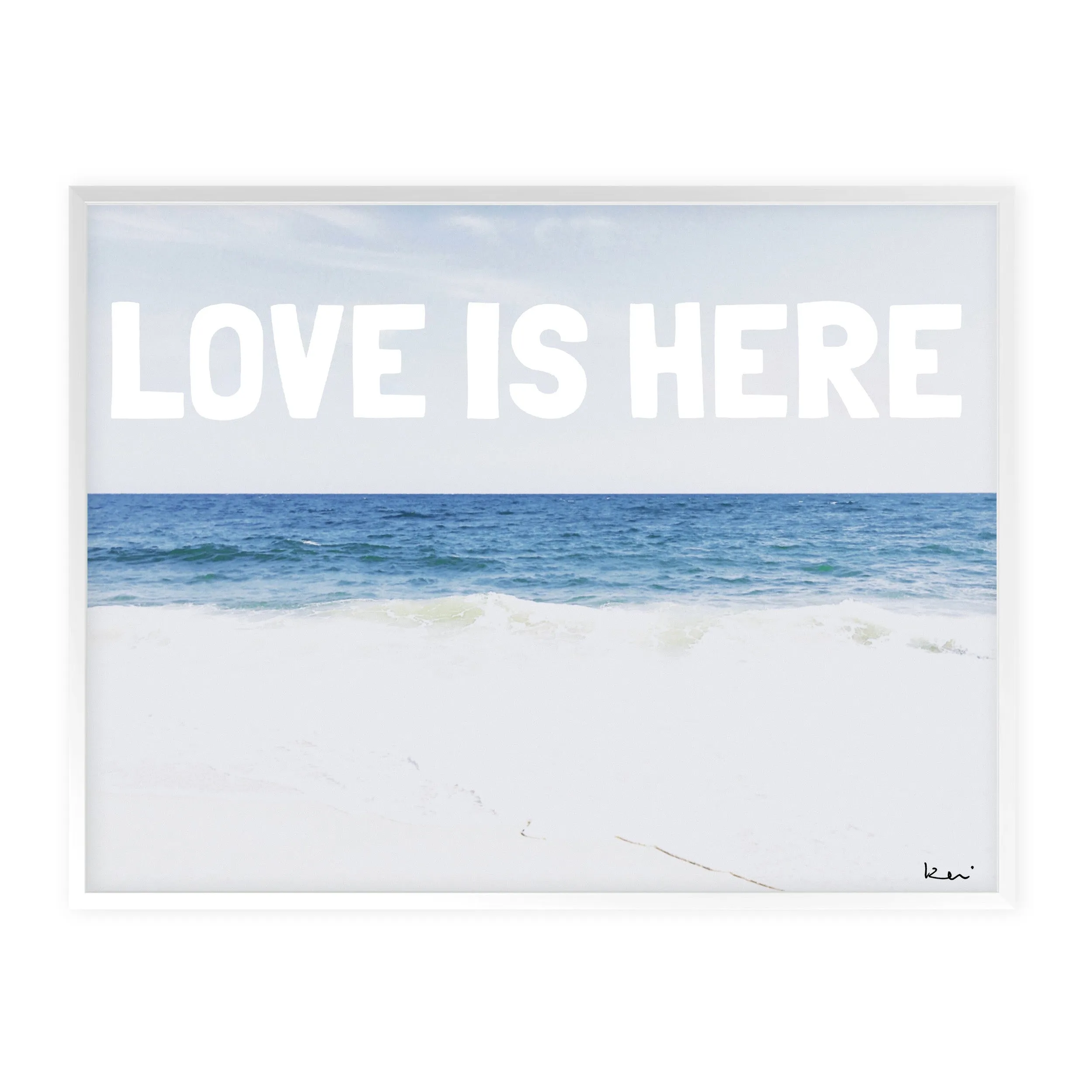 Love Is Here Beach - White Horizontal Art Print