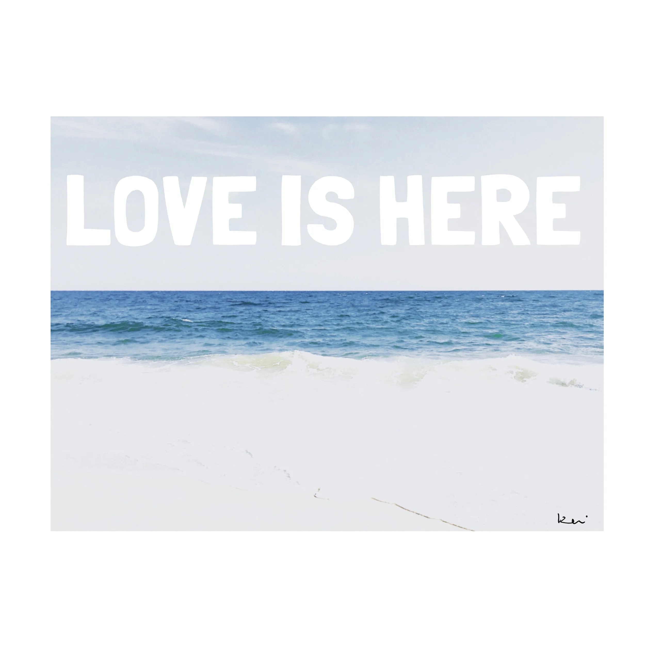Love Is Here Beach - White Horizontal Art Print