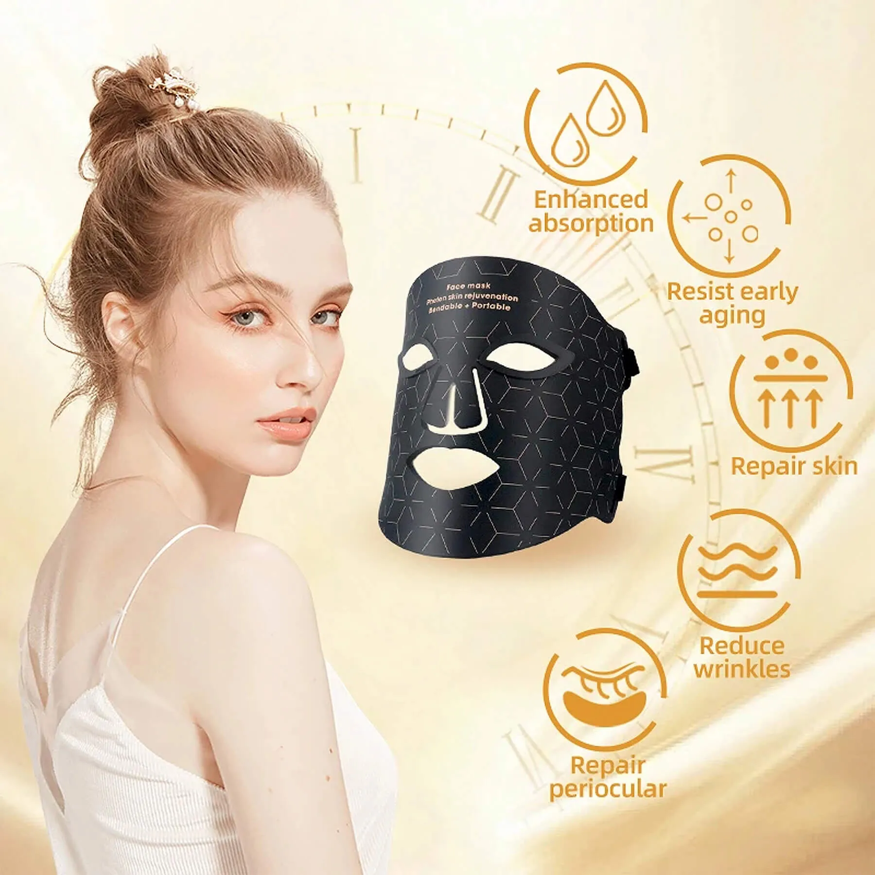 Lukirch® Portable LED Face Mask 4 Colors Light Therapy Facial Photon Beauty Device