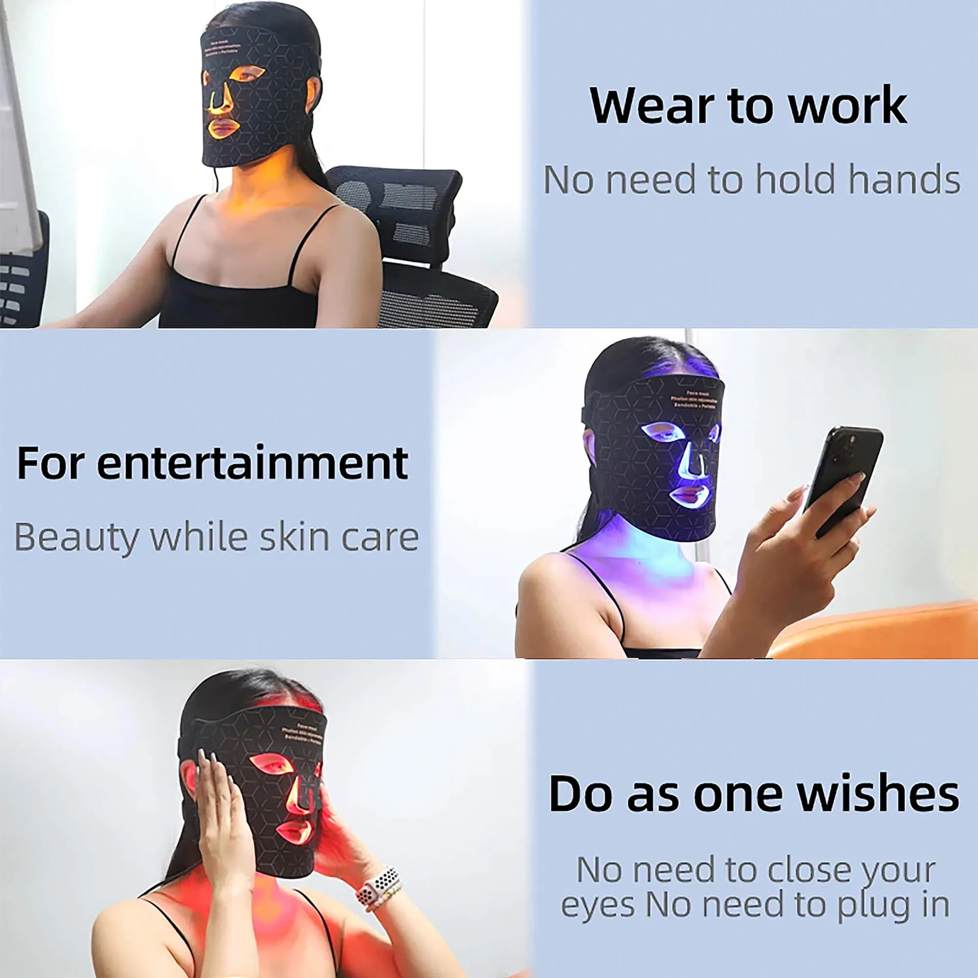 Lukirch® Portable LED Face Mask 4 Colors Light Therapy Facial Photon Beauty Device