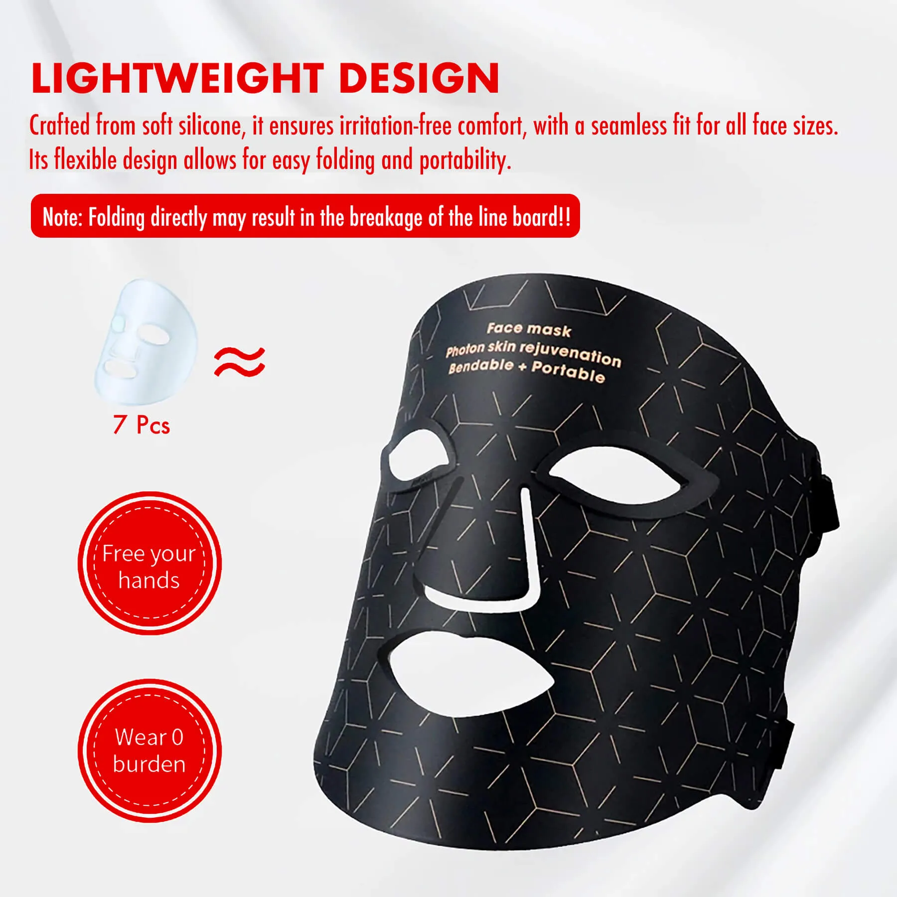 Lukirch® Portable LED Face Mask 4 Colors Light Therapy Facial Photon Beauty Device