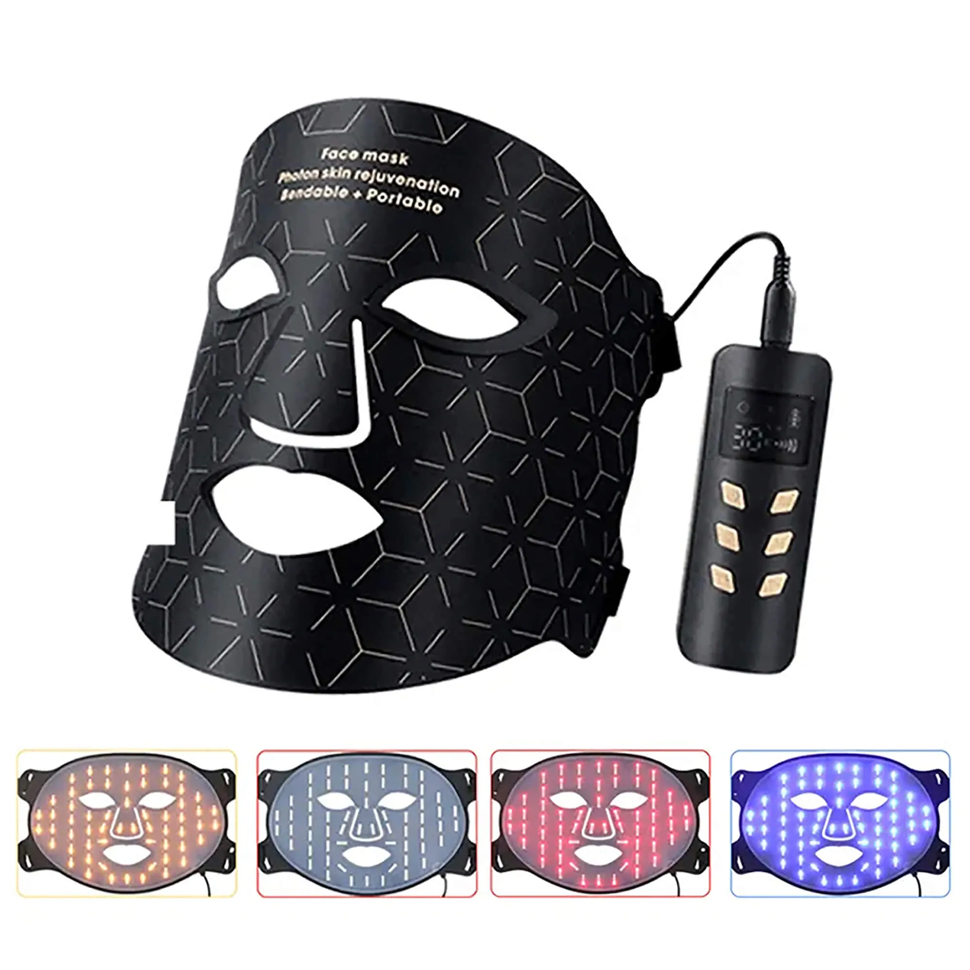 Lukirch® Portable LED Face Mask 4 Colors Light Therapy Facial Photon Beauty Device