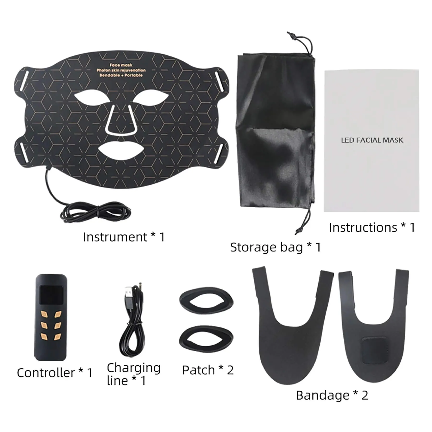 Lukirch® Portable LED Face Mask 4 Colors Light Therapy Facial Photon Beauty Device