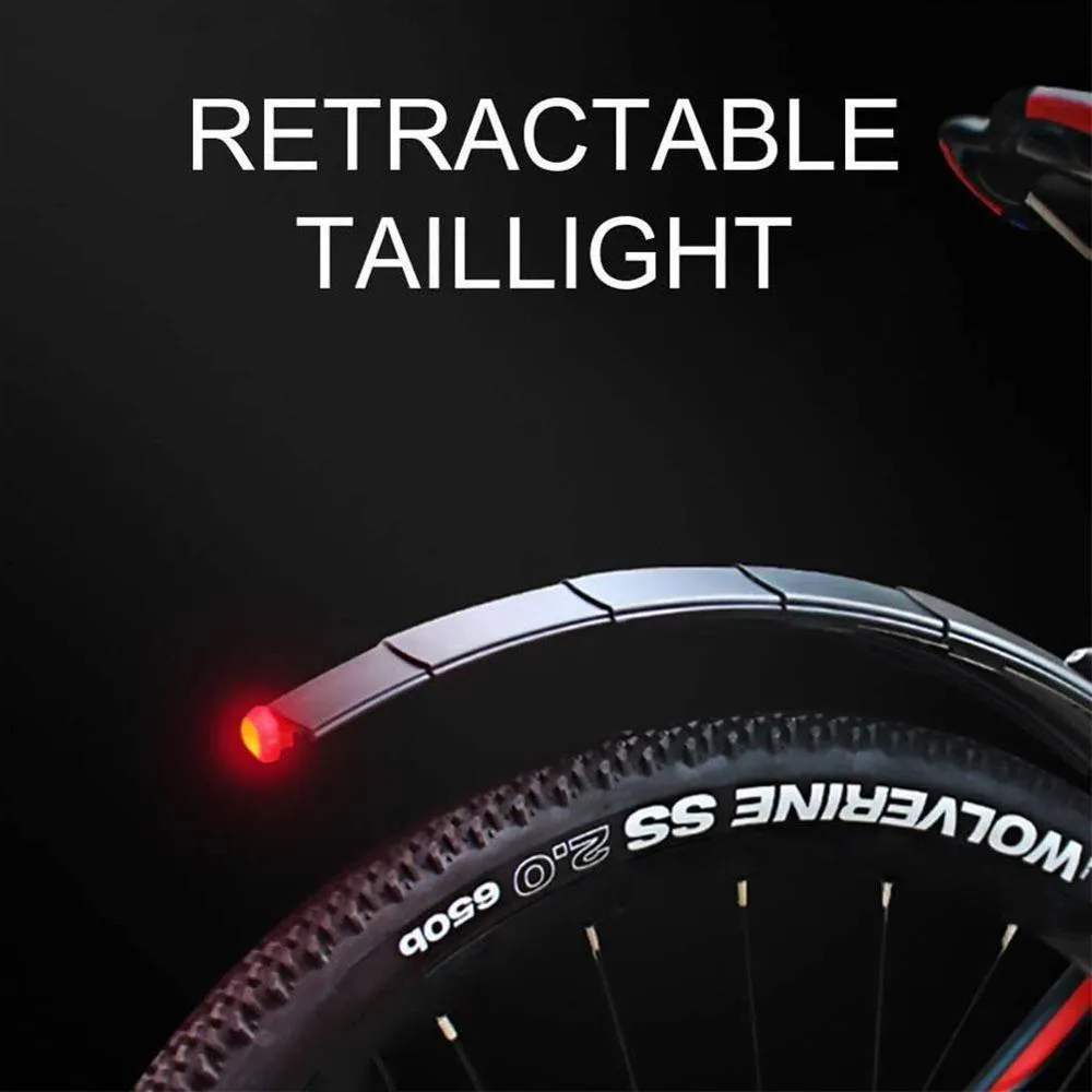 Luminous retractable front and rear bicycle fenders