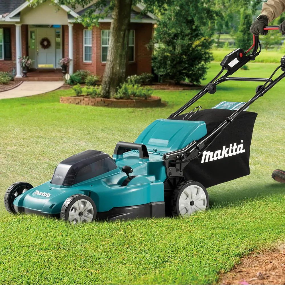 Makita 53cm Lawn Mower Kit Twin 18V LXT Li-ion Cordless Garden Grass Outdoor 2 x 5Ah Battery and Dual Charger DLM539CT2