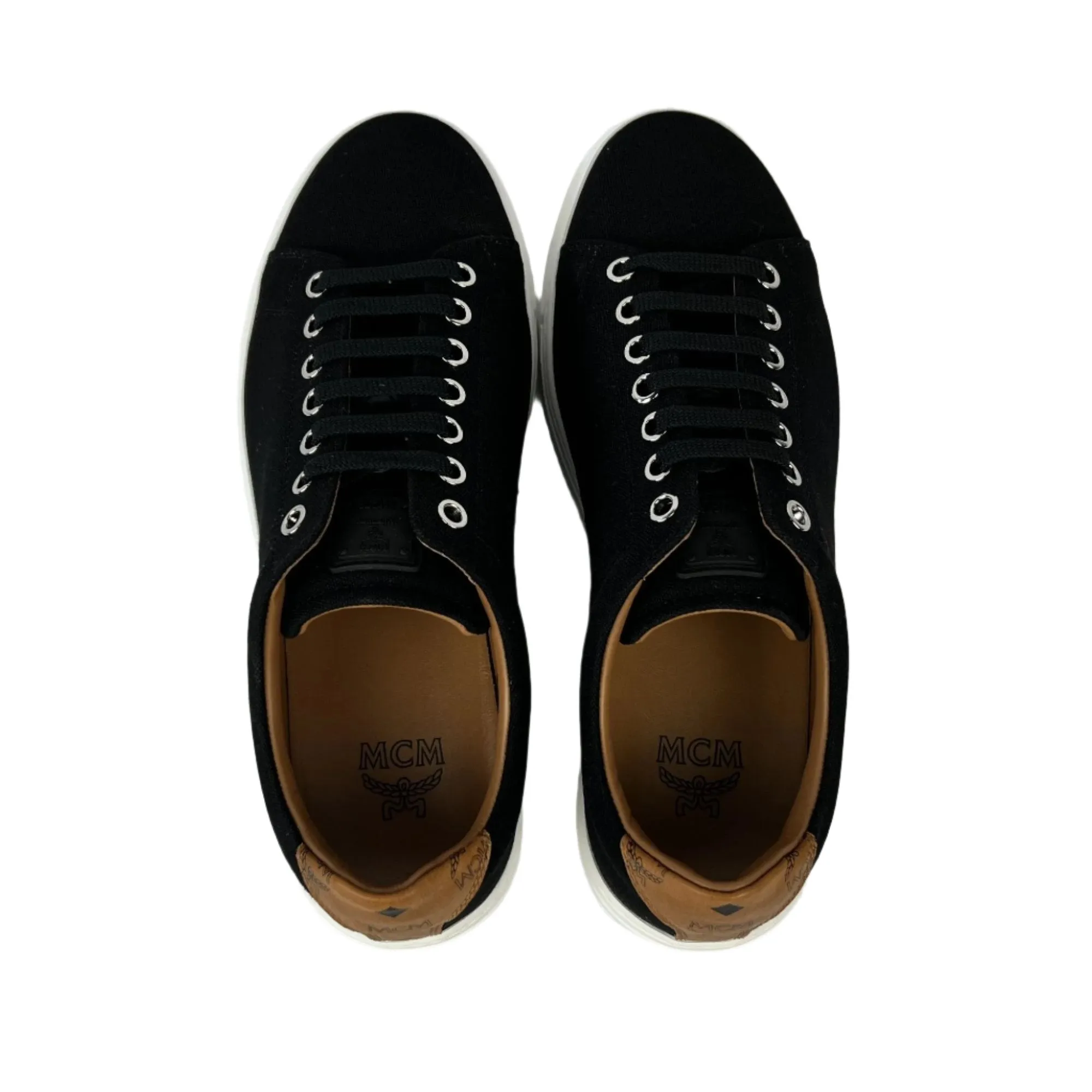 MCM LT Terrain Derby Black Cotton Canvas Sneakers