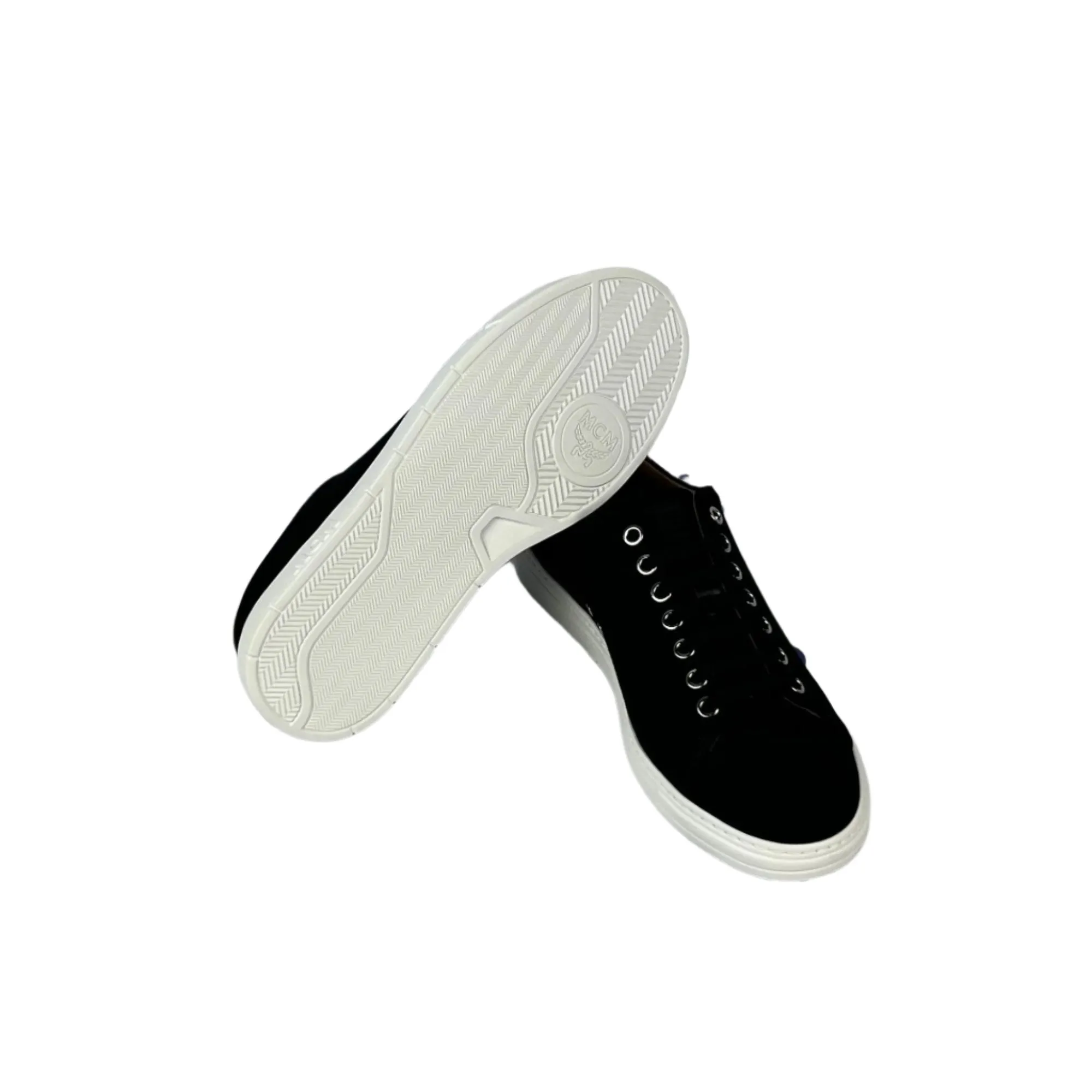 MCM LT Terrain Derby Black Cotton Canvas Sneakers