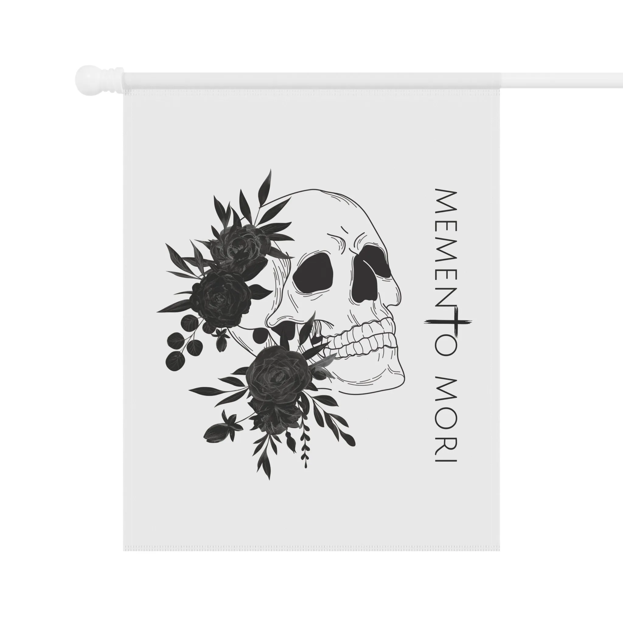 Memento Mori Floral Skull Garden Flag