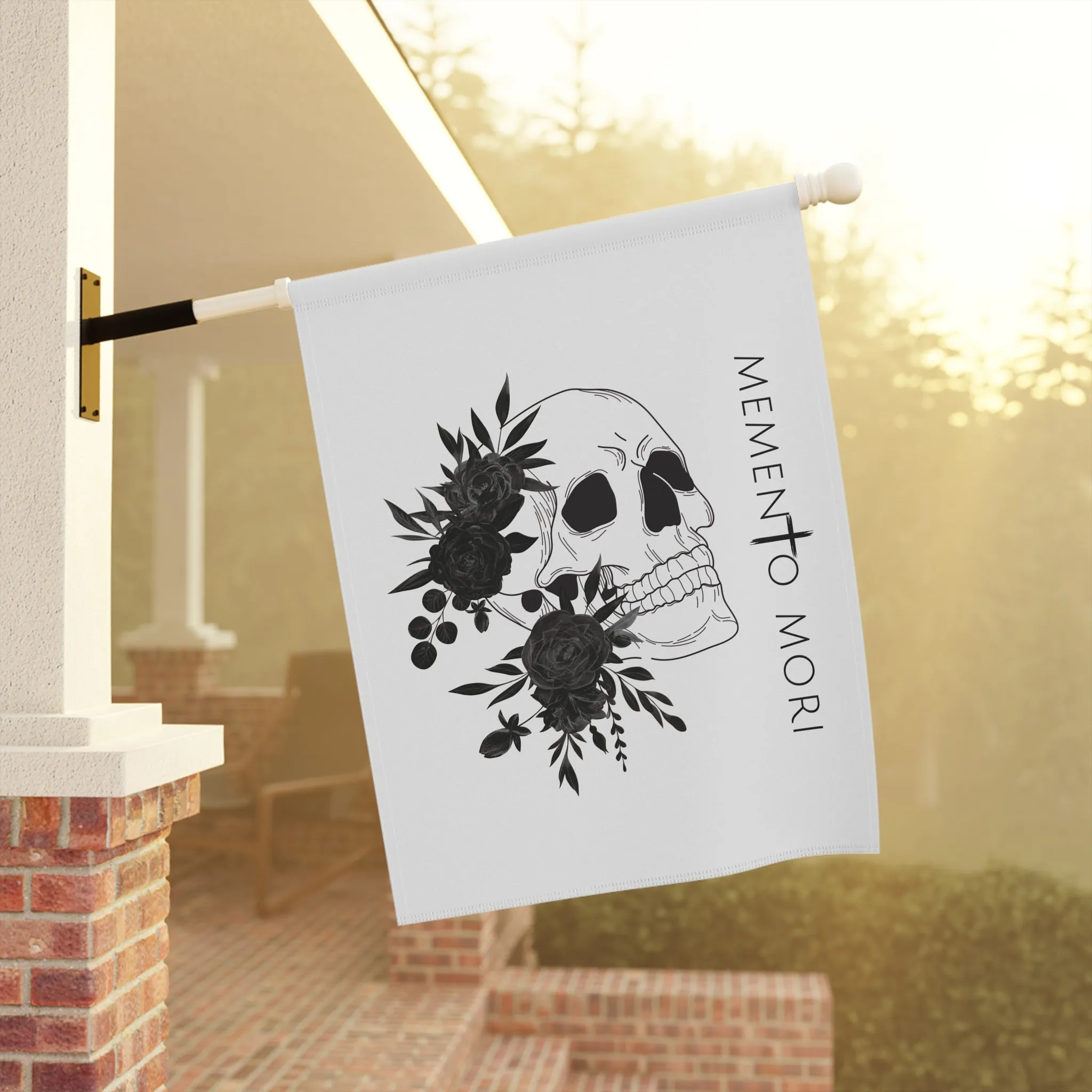 Memento Mori Floral Skull Garden Flag