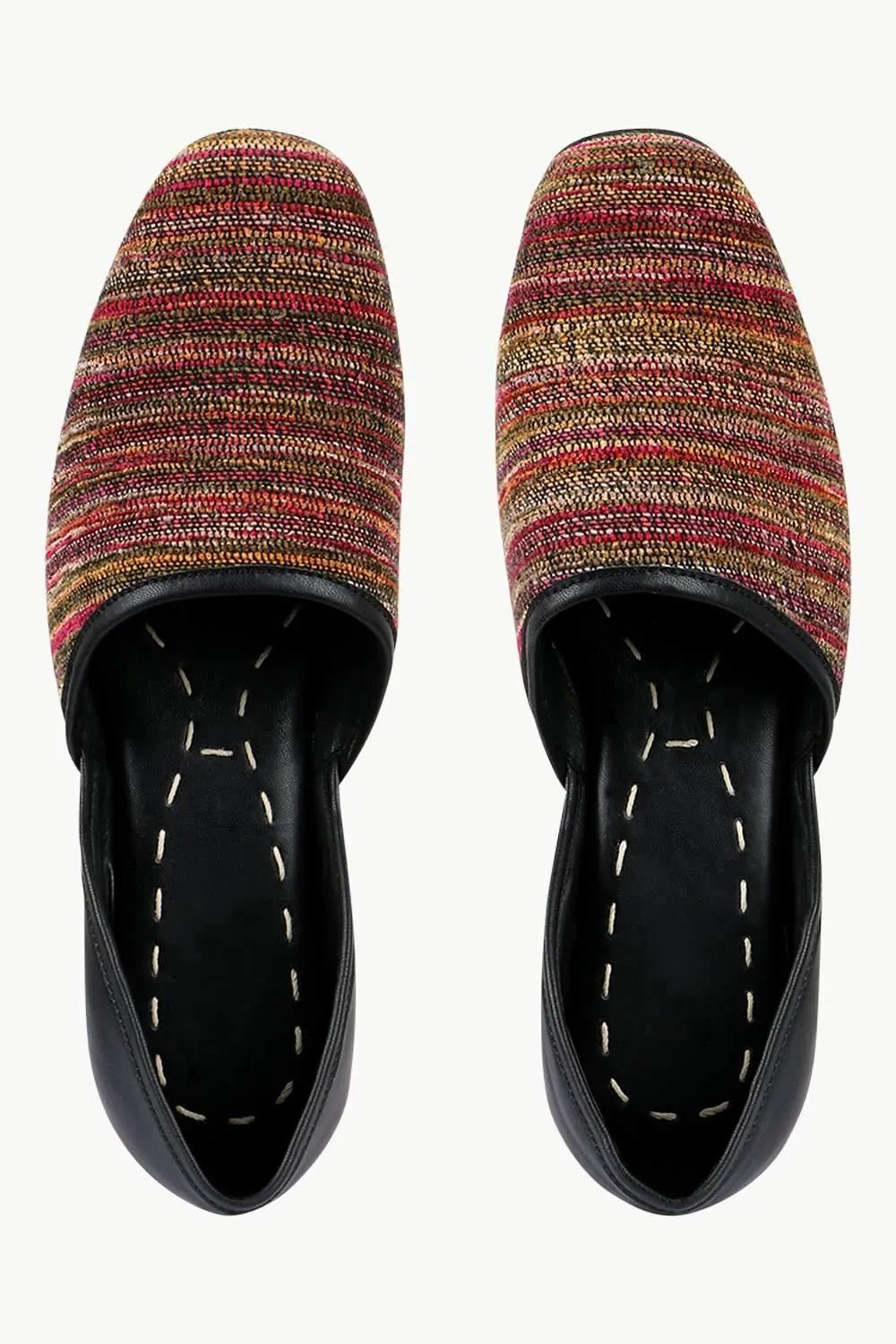 Men's Multicolour Jacquard Slip-On Juttis