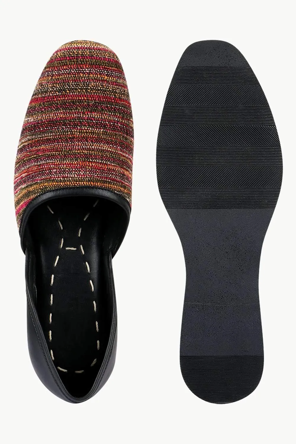 Men's Multicolour Jacquard Slip-On Juttis