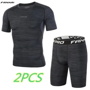 Mens Run jogging Sportswear Sports Set Long t shirt,leggings,shorts Gym outdoor workout Tights clothing 3pcs/Sets