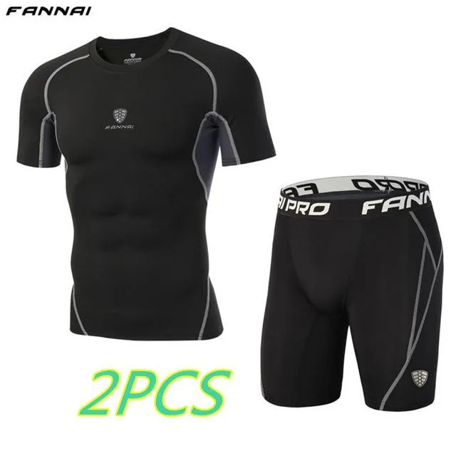 Mens Run jogging Sportswear Sports Set Long t shirt,leggings,shorts Gym outdoor workout Tights clothing 3pcs/Sets